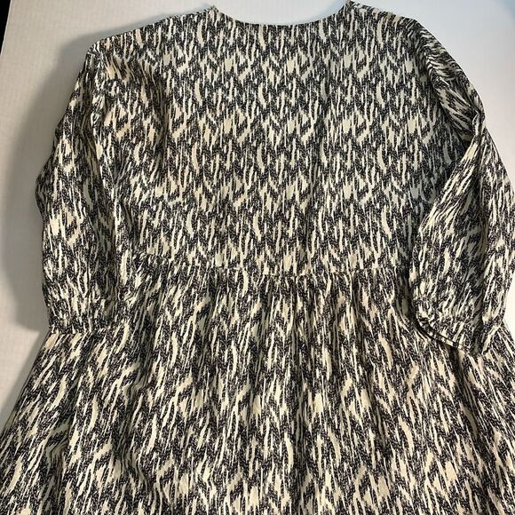 Zara Black and Off-white Dress with Embroidery and Beading Cotton/Linen Blend XL - Picture 10 of 15